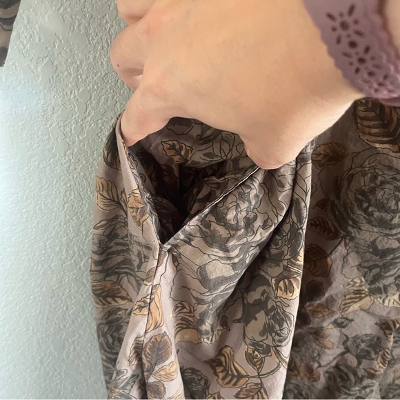 Ganni Printed Cotton Oversized Poplin Maxi Dress Fossil Brown Women's Size 34 - Picture 10 of 16